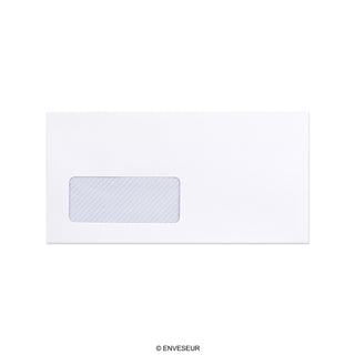 Witte envelop met binnendruk – met venster 110x220 mm (DL) 110gr/m²
