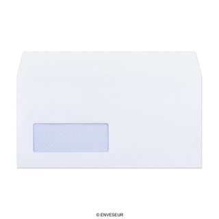 Witte envelop met binnendruk – met venster 110x220 mm (DL)