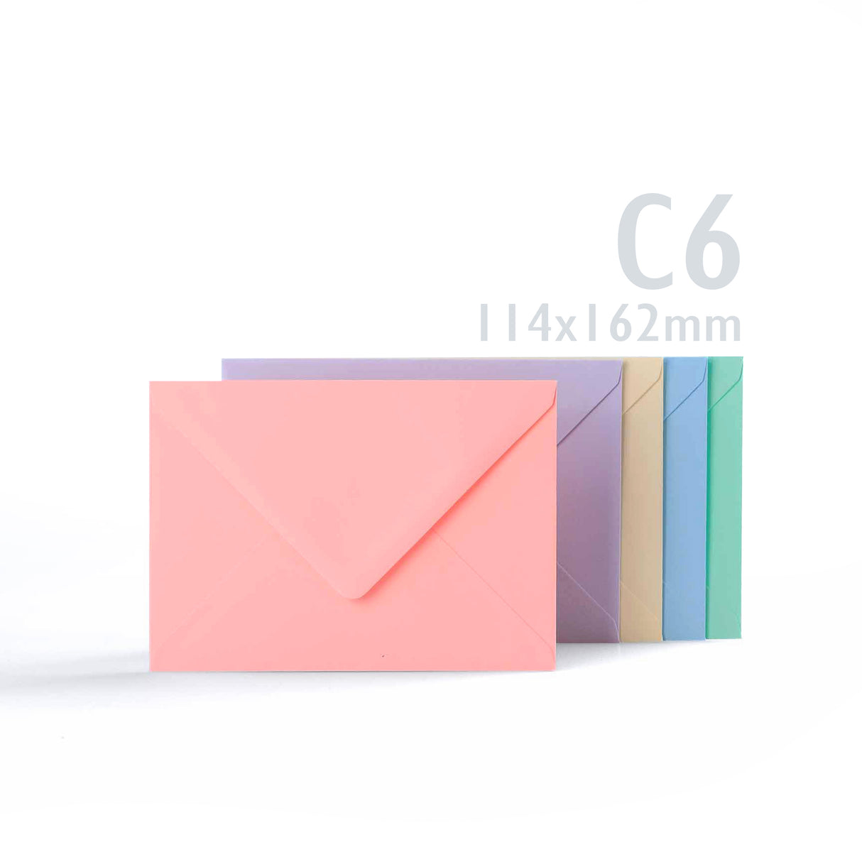 Gemengde pastelkleurige kaarten van 225 g/m² en bijpassende enveloppen van 100 g/m²