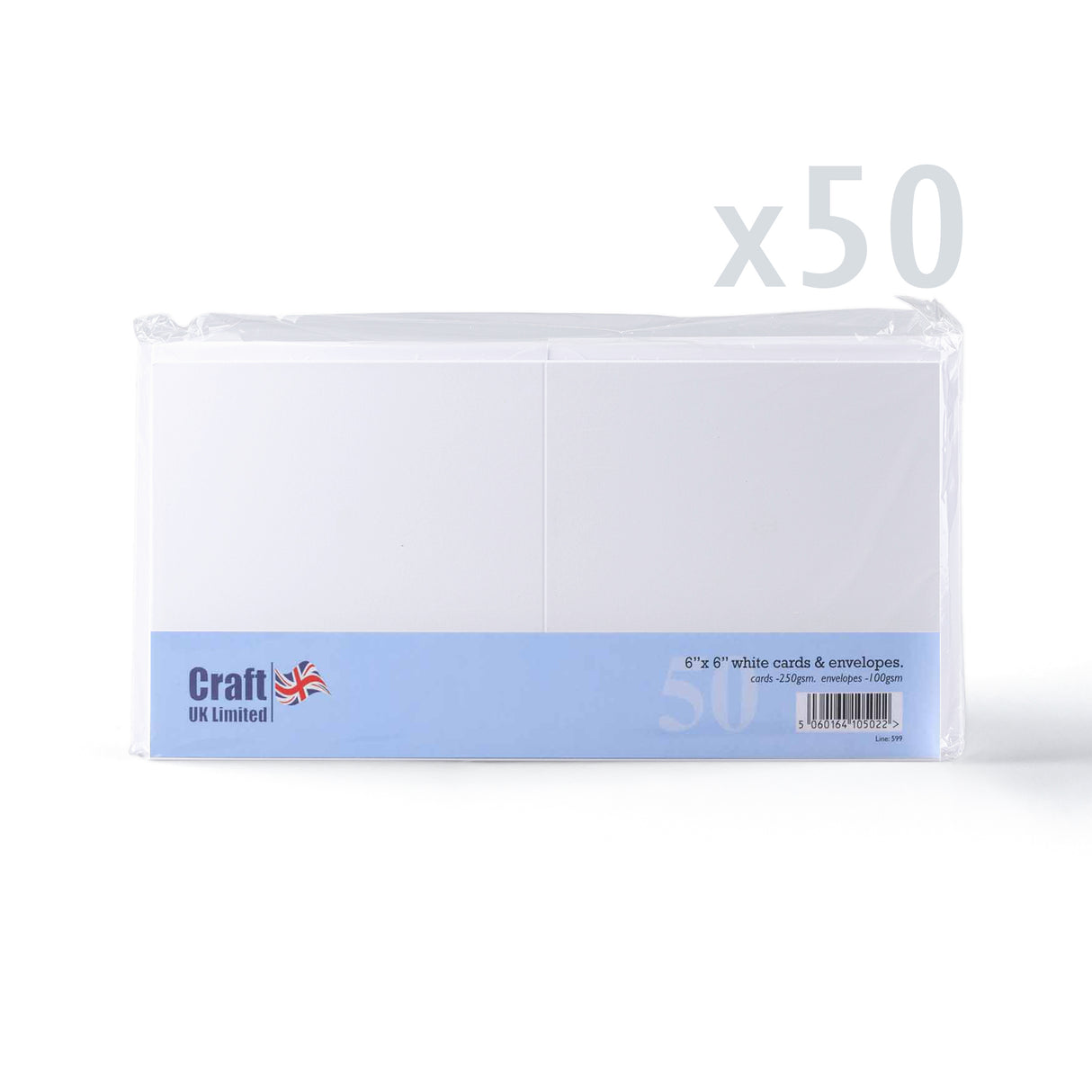 Set witte gladde kaarten 250 g/m² en enveloppen 100 g/m² – verpakking