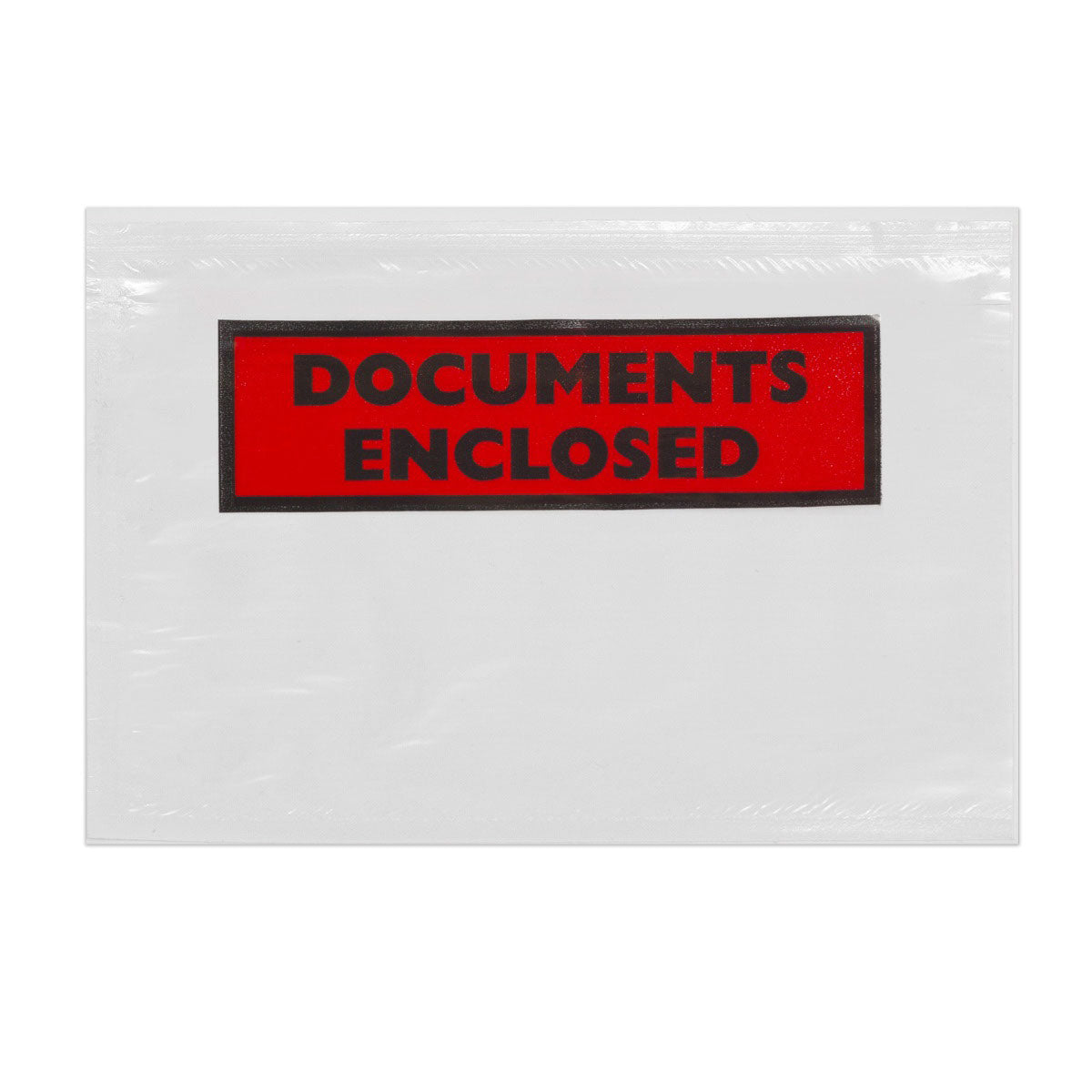 Heldere enveloppen met wikkelsluiting en inbegrepen documenten - geprint