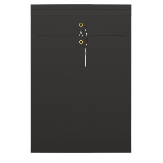 String & Washer Gusset Envelopes Black 324 x 229 mm (C4)