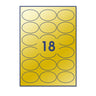 Oval Adhesive Labels Gold 63 x 42 mm (18 labels)