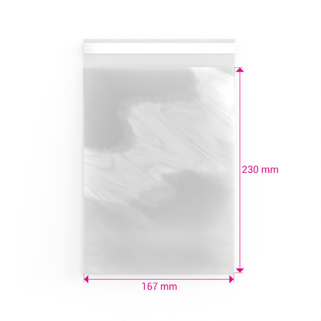 Cello Bags (Non-Header) Clear 230 x 167 mm