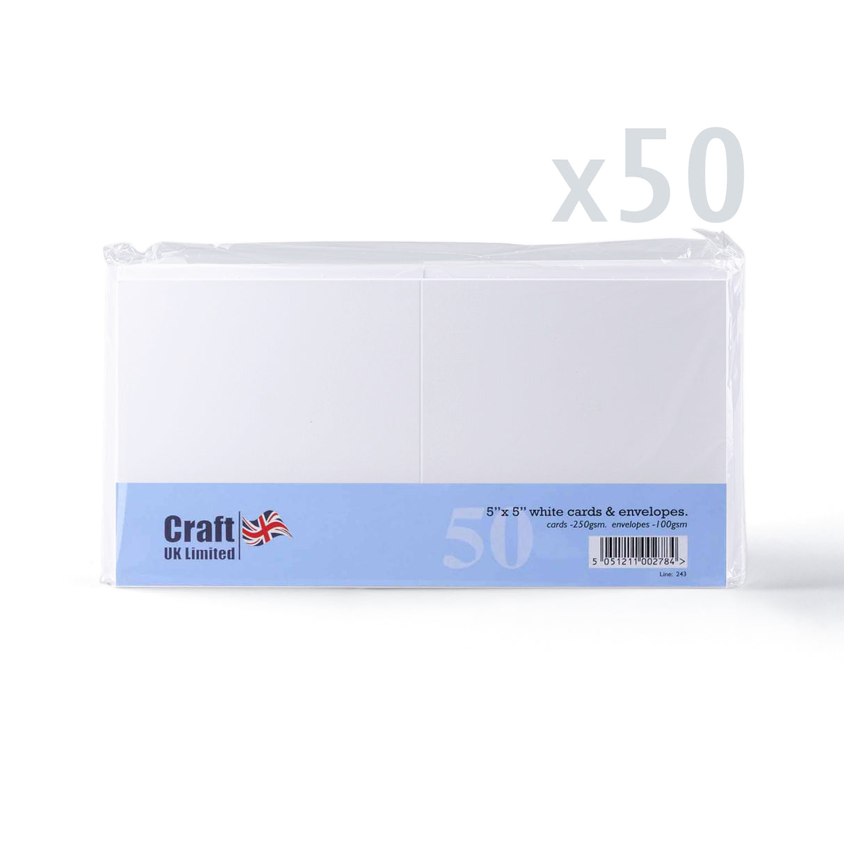 Set witte gladde kaarten 250 g/m² en enveloppen 100 g/m² – verpakking