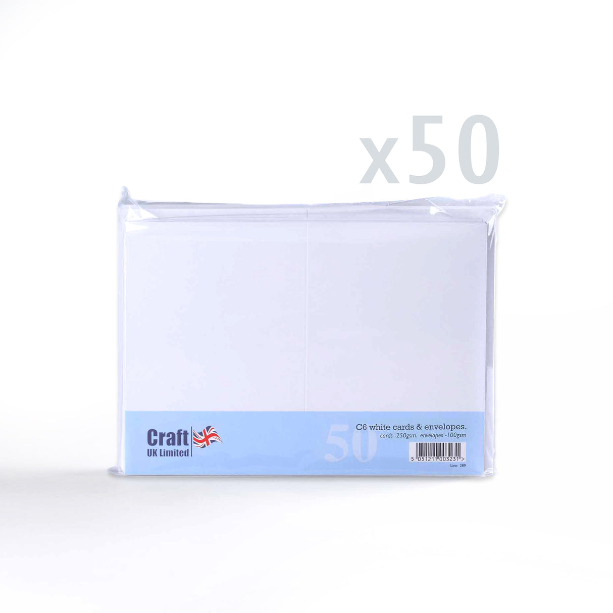 Set witte gladde kaarten 250 g/m² en enveloppen 100 g/m² – verpakking