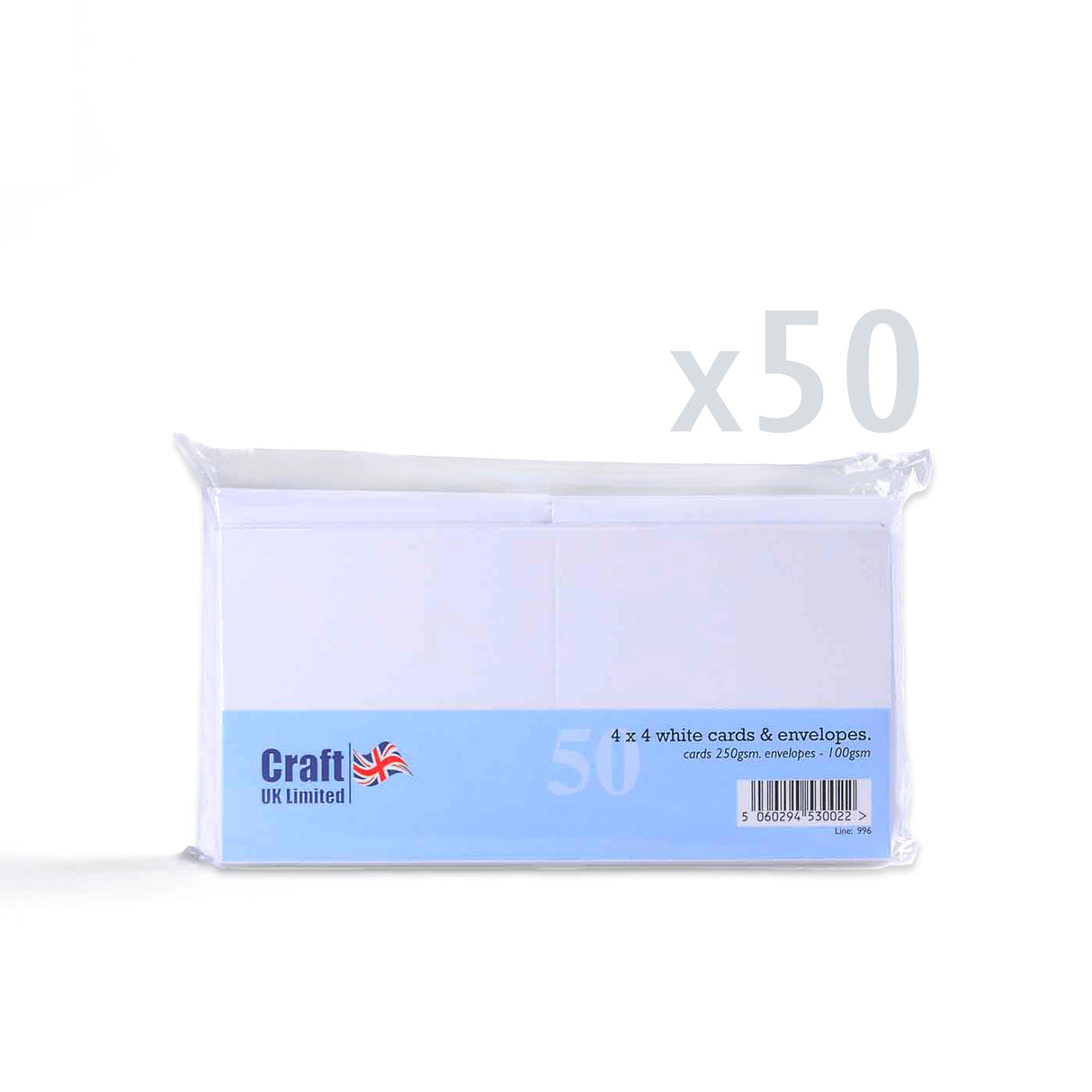 Set witte gladde kaarten 250 g/m² en enveloppen 100 g/m² – verpakking