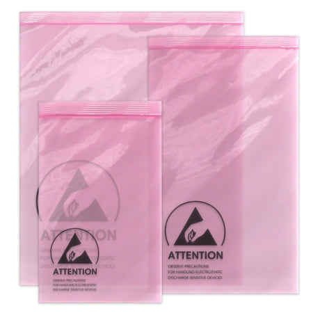 Roze antistatische zakken (ESD) met gripsluiting